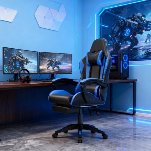 product_image_name-Pu-Leather Gaming Chair With Lumbar Support & Adjustable Headrest-1