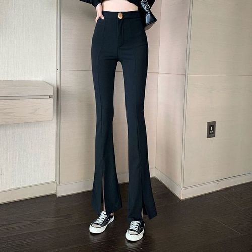 Fleece Liner Casual Flare Jeans High Stretch Slant Pockets - Temu
