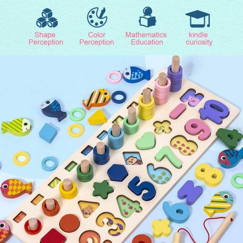 product_image_name-Generic-Montessori 4-in-1 Educational Wooden Learning Board Set with Alphabet, Numbers, Shapes Puzzles, and Colorful Bead Maze Abacus for Toddlers and Preschoolers-4