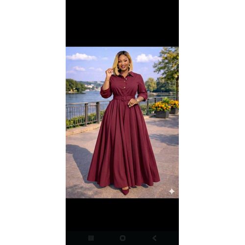 Elegant Long Sleeve Belted Flowy Maxi Shirt Dress available