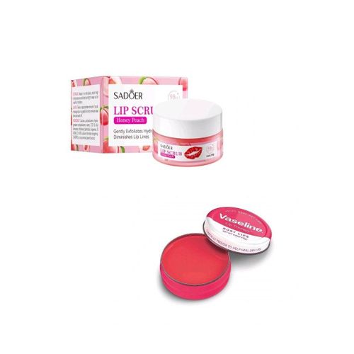 product_image_name-Vaseline-2 in 1 LIPCARE ESSENTIALS: Rosy Lip Balm Therapy + Sadoer Honey Peach Exfoliating Lip Scrub -1