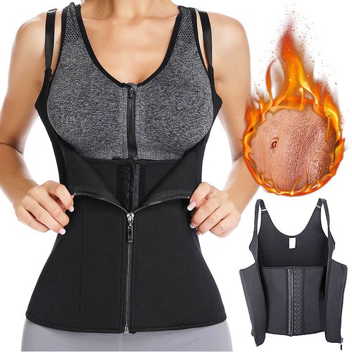 Fashion Women Sweat Waist Trainer Shirt With Zipper For Weight
