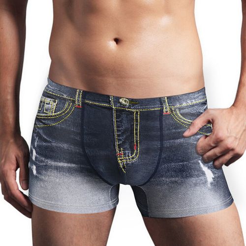 Fashion Brand Men Denim Underwear 3D Jeans Shorts Classic Print Mens Cowboy  @ Best Price Online