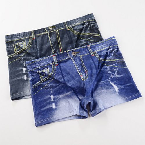 Fashion Brand Men Denim Underwear 3D Jeans Shorts Classic Print Mens Cowboy  @ Best Price Online