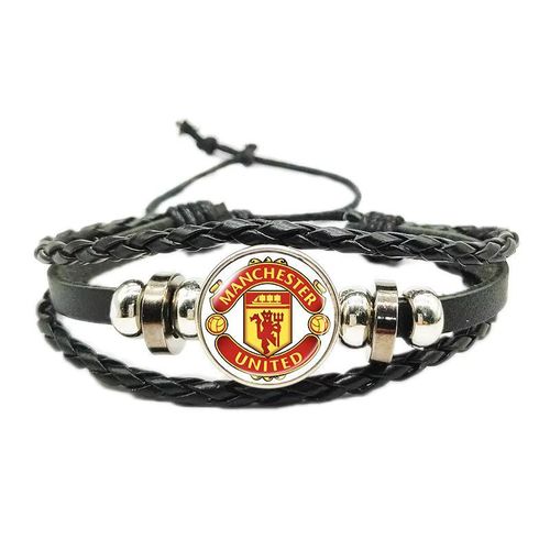 Generic Manchester United Unisex Woven Leather Bracelet