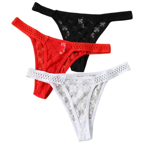 Generic 3x Women Thongs Underwear Transparent Low-Waisted Panties