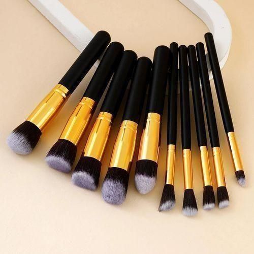 product_image_name-Generic-SXCHEN 10 Pcs Professional Makeup Brush Set Practical Beauty Tools Black Gold-1