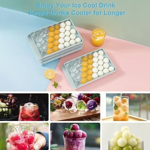 Round Ice Cube Tray with Lid Ice Ball Maker Mold for Freezer with Container  Mini Circle Ice Cube 