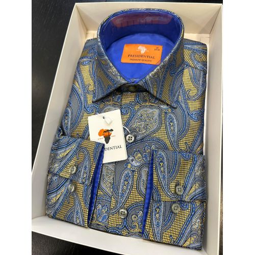 Fashion Men's Premium Long Sleeve Shirt - Royal Blue & Gold Paisley -  Tailored Fit - Sizes M-XXXL @ Best Price Online | Jumia Kenya