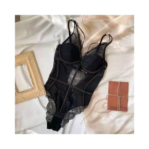 Fashion Lace y Bodysuit Set Female One-piece Mesh Bra Suit Solid 3/4 Cup  Underwire Underwear For Women @ Best Price Online