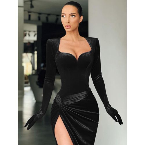 velvet glove sleeve dress