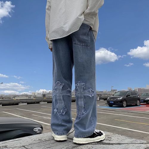 Fashion V-hanver Men Streetwear Baggy Jeans Trousers Cross Hip Hop