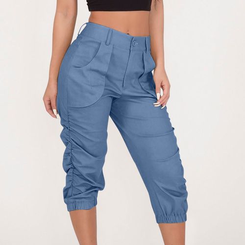 Fashion (Blue)Fashion Woman Pant Casual Capris Cargo Pants Women