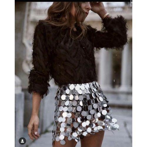 Sequin Mini Skirt Greys