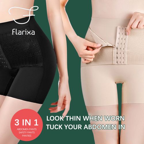 Fashion Flarixa 3 In 1 Waist Trainer High Waist Seamless Women's S Boxer  Flat Belly Slimming Underwear Body Shaping Safety Shorts @ Best Price Online
