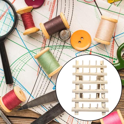 54-spool Wooden Thread Holder, Sewing Thread Storage Rack, Sewing