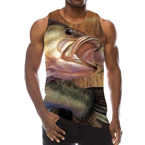 Fashion Fish Tank Tops For Men Summer Animal Graphic Fishing 3D Print  Sleeveless Vest Sport Funny Tops -Auburn @ Best Price Online