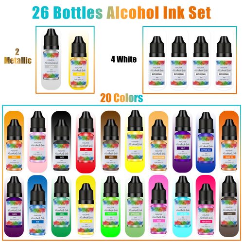 Metallic Alcohol Ink Set - 26 Metallic Colors Alcohol Based Ink