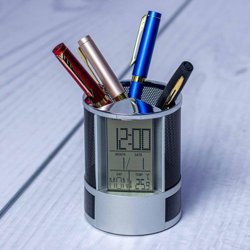 product_image_name-Mesh Desk Organizer-Multifunction Digital Clock Pen Holder (ORGANIZER)-1