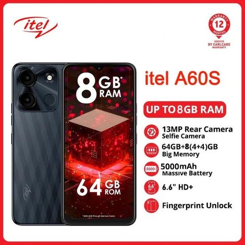 product_image_name-Itel-A60s Dual SIM 128GB+8(4+4)GB RAM 13MP Camera 5000mAh 6.6 Inch HD + Waterdrop Full Screen Phone Fingerprint and Face Unlock-1