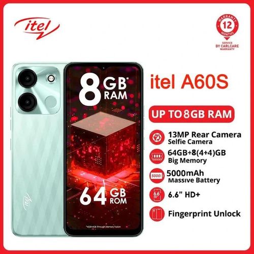 product_image_name-Itel-A60s Dual SIM 128GB+8(4+4)GB RAM 13MP Camera 5000mAh 6.6 Inch HD + Waterdrop Full Screen Phone Fingerprint and Face Unlock-2