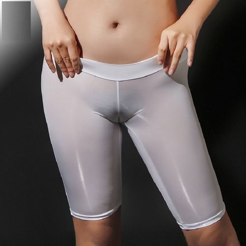 Fashion (White)Allure Women Shorts Leggings Ice Silk See Through