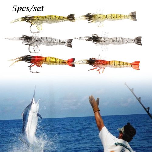 Generic 5PCS 9cm3.8g Fishing Shrimp Silicone Prawn Lure Bait