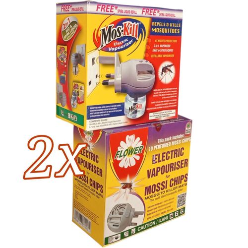 product_image_name-Mos Kill-Electric Vapouriser LIQUID + Flower KILLER MAT ELECTRIC REPELLENT Mossi Chips 2 in 1 Mosquito Spira Refill + 10 Perfumed Mats jm-1