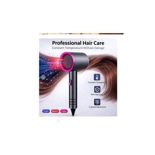 TIMBUTUS Hair Dryer - Grey, 3-Speed Heat Control, Constant Temperature, Lightweight, Blue Light Protection 280g