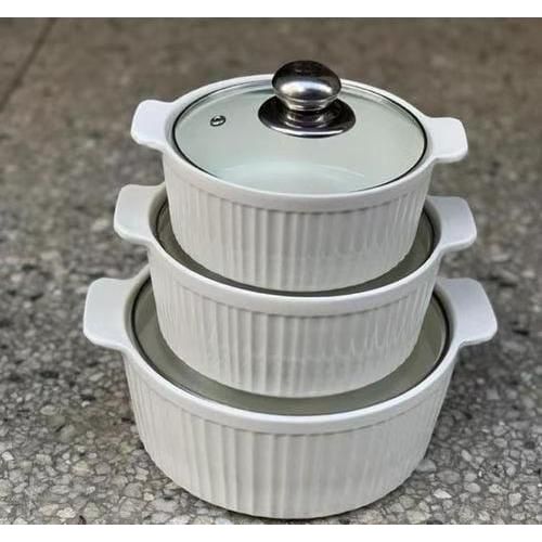 product_image_name-Generic-3pcs White Rimmed Serving Bowls – Kitchen & Dining Tableware-1