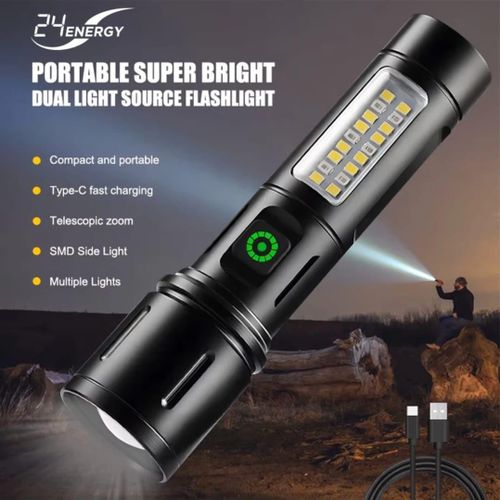 product_image_name-Generic-Heavy-Duty USB Rechargeable Tactical Flashlight for Camping & Emergencies-3