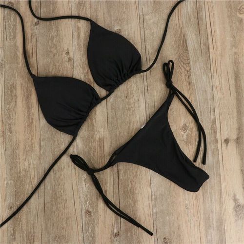 Fashion (Black)Women Bikini Brazilian Swimsuit Push-up Bra Two