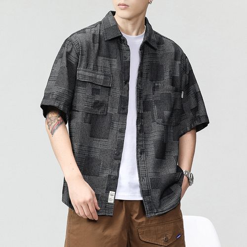 Fashion Denim Shirt Men Summer Japanese Vintage Shirt For Men