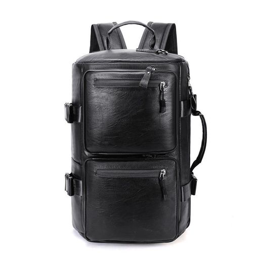 product_image_name-Fashion-Men's Multifunctional Premium Leather Business Backpack 15.6 Inch Laptop Backpack 3 Wearing Ways Retro Travel Bag -1