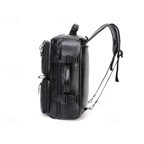 product_image_name-Fashion-Men's Multifunctional Premium Leather Business Backpack 15.6 Inch Laptop Backpack 3 Wearing Ways Retro Travel Bag -5
