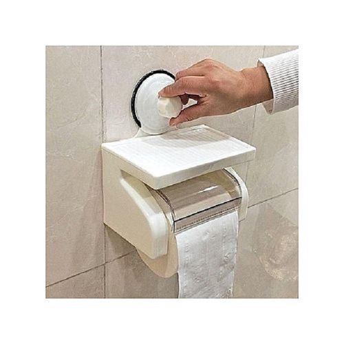 Suction Cup Toilet Paper Holder White Bathroom ABS