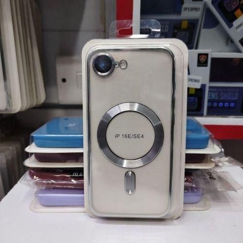 product_image_name-Generic-Silver Electroplated Clear Case With Magnet, Compatible With Magsafe, Supports Wireless Charging, Case Cover For IPhone 16e-1