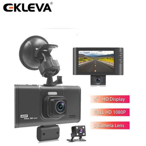 Ekleva 3 Cameras Lens Car DVR 4.0 Inch Dash Cam Dual Lens With Rearview Auto  Video Recorder Registrator Dvrs G-sensor Night Version 1080P @ Best Price  Online