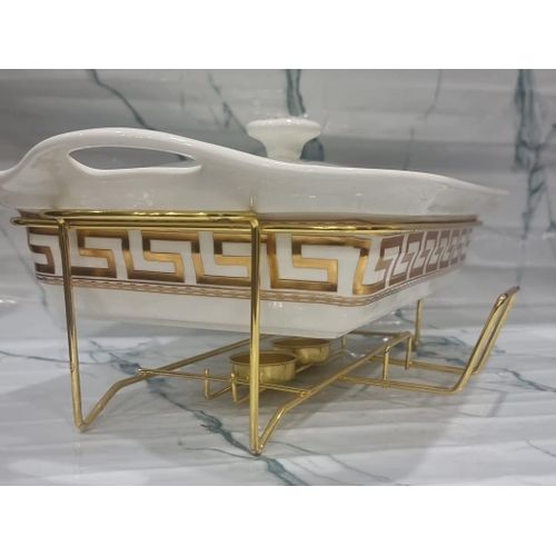 product_image_name-Generic-Single Ceramic Round Chafing Dish with Burner & Golden Stand – 1.5L / 2L-1