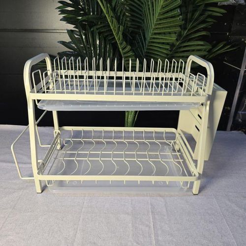 product_image_name-Generic-2 Tier Advanced Stainless Steel White Coated Heavy Dishrack -1