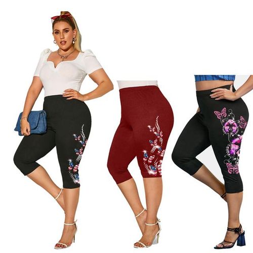 Plus Size Leggings  Best Cheap Women's Black, Printed, Capri Leggings -  Rosegal