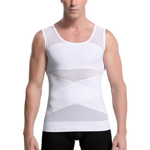 Generic Men Shapewear Hook Eye Closure Adjustable Tummy Control Vest Waist  Trainer Slimming Abdomen Tank Top Breathable Mesh Body Shaper(#White) @ Best  Price Online