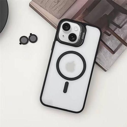 product_image_name-Generic-Black Magsafe Compatible Stand Bracket Transparent Case With Camera Metal Ring Lens Protector For IPhone 14-2