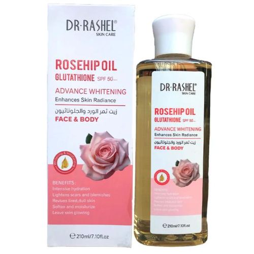 dr rashel glutathione  Dr. Rosehip Oil with  Reveal naturally radiant and healthy-looking skin   Enriched with Rosehip Oil to nourish and hydrate the skin  Infused with Glutathione to help 2 drops on cleansed face Glutathione Rosehip Body Oil for
