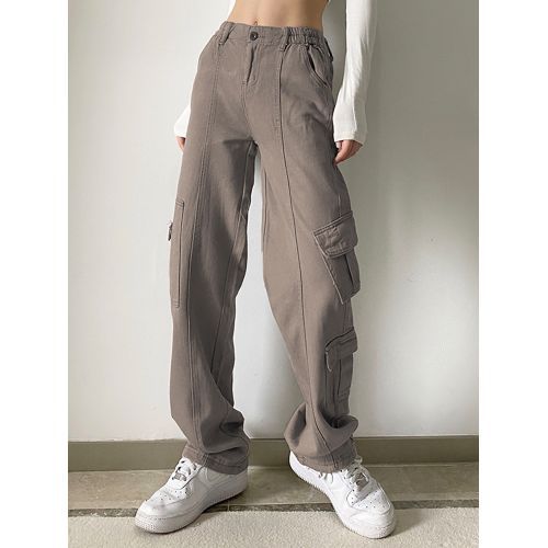 Hot Big Pockets Cargo Pants Women High Waist Loose Streetwear Baggy  Tactical Trouser Fashion Hip Hop Joggers Trousers Female - AliExpress