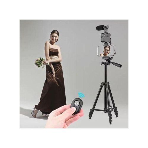 product_image_name-Generic-Vlogging Kit KIT-05LM with Extendable Tripod Stand, LED Light & Microphone-1