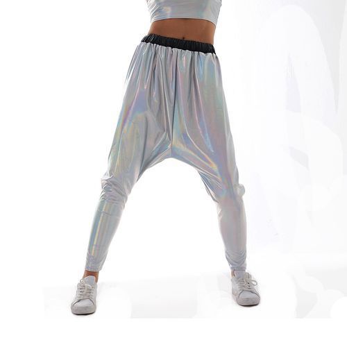 Womens Fashion Holographic Streetwear Club Cool Shiny Causal Pants