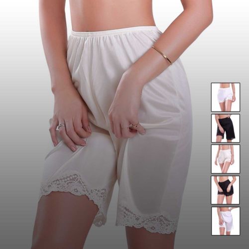 MMI Soft Silky Semi Sheer Nylon Lace Trim Petti-Pants Bloomers Trunk  Panties M