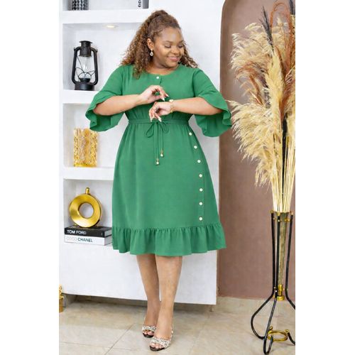 slim fit dress slacks Olive Green Warm Cotton Waffle Knee Length Shift Dress 48