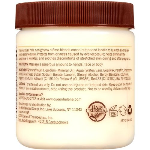 Queen Helene Cocoa Butter Crème Face & Body Lotion for Dry Skin, 15 oz